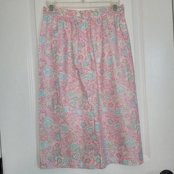 Pencil Skirt Floral Secretary Geek Pink Union Made in USA Women's Vintage Size 8 - Picture 2 of 10